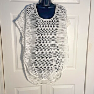 Victorias Secret Cover Up Women XL White Crochet Lace Tassel Swim Beach Boho Top